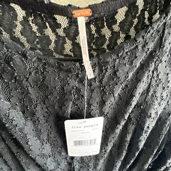 Free People Teen Witch Black Lace Fit & Flare Dress Size L OB451639 NWT - Picture 4 of 15